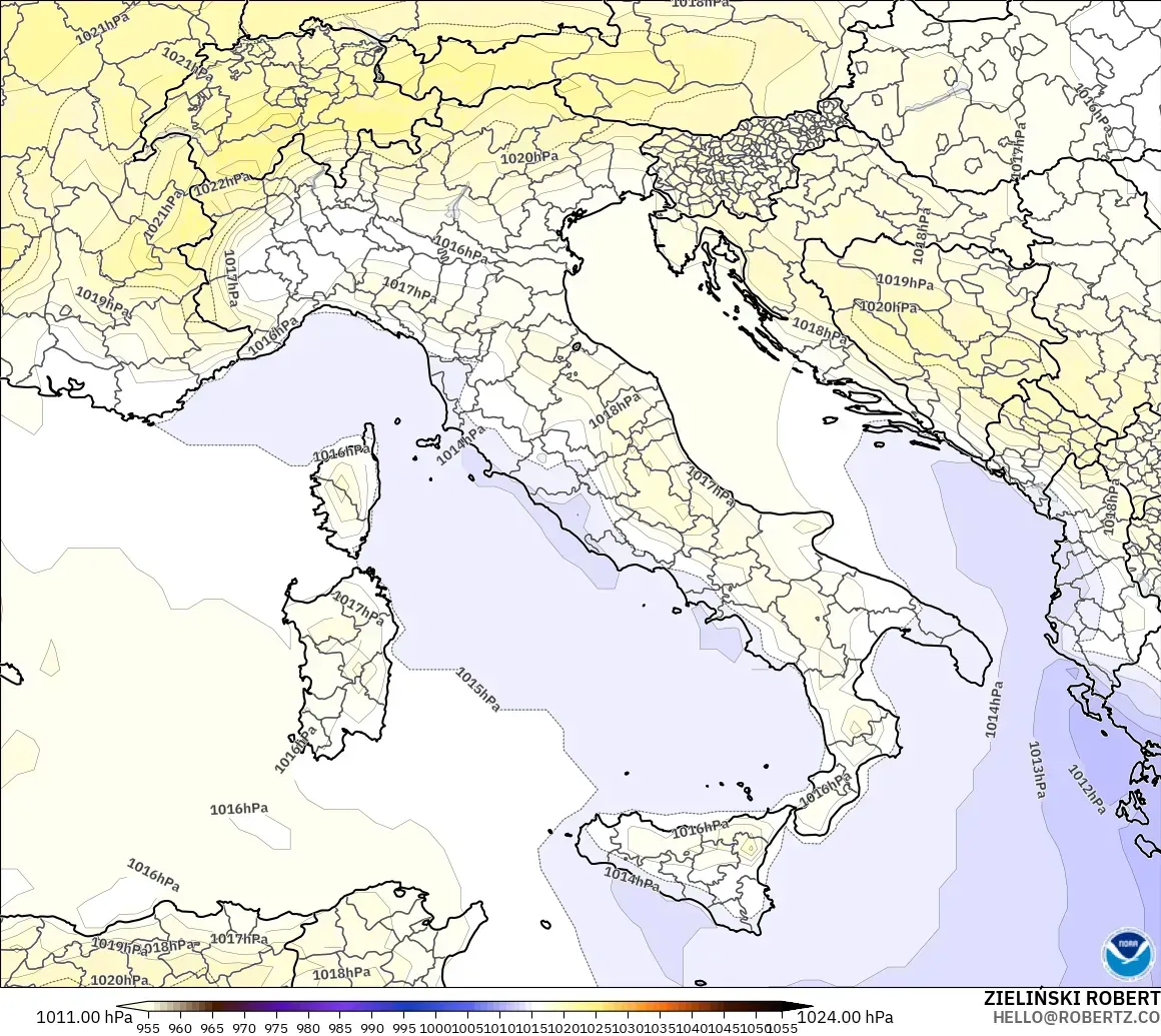 GFS modelo - Italia, Presión