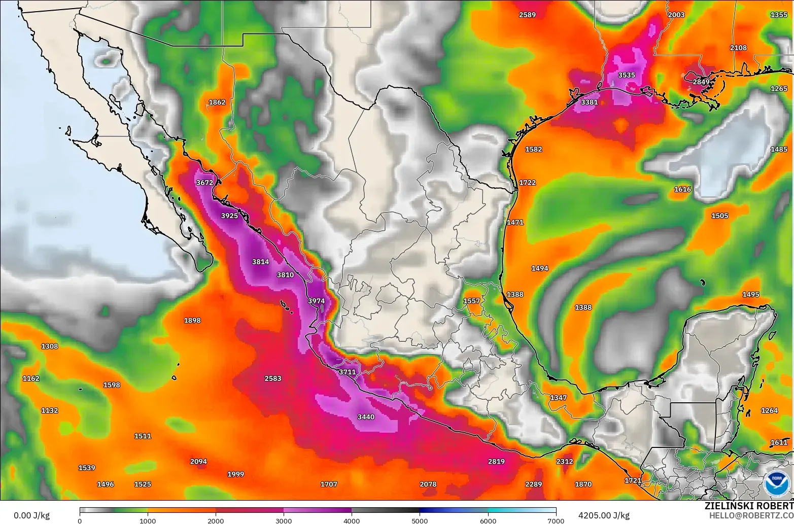 GFS modelo - México, CAPE