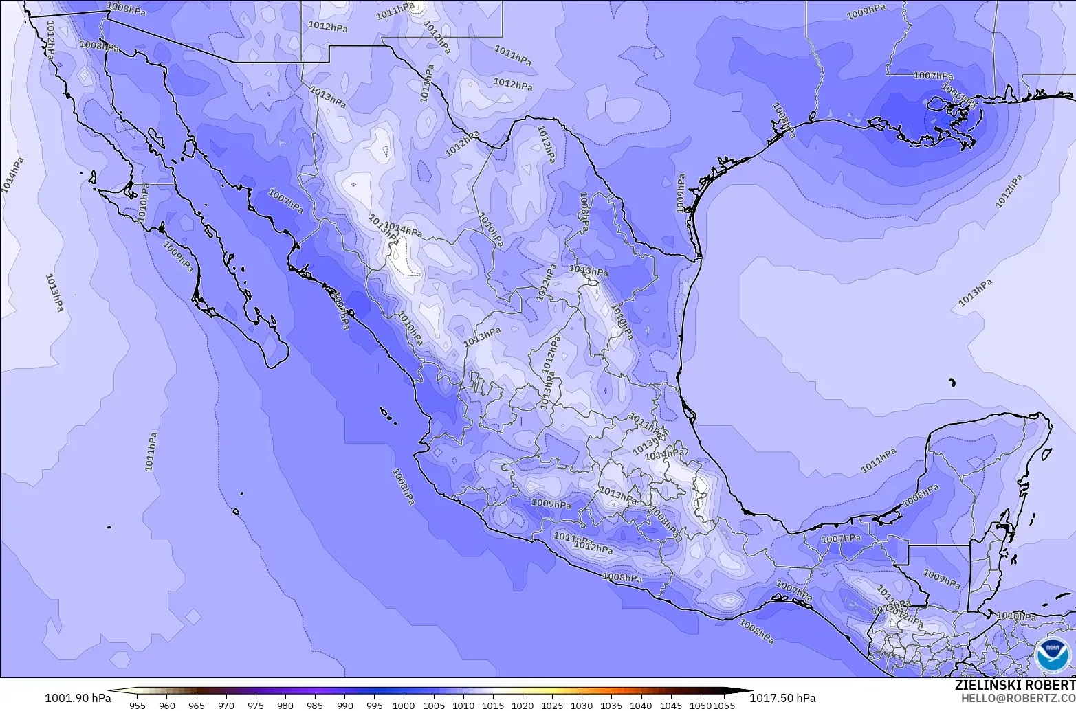 GFS modelo - México, Presión