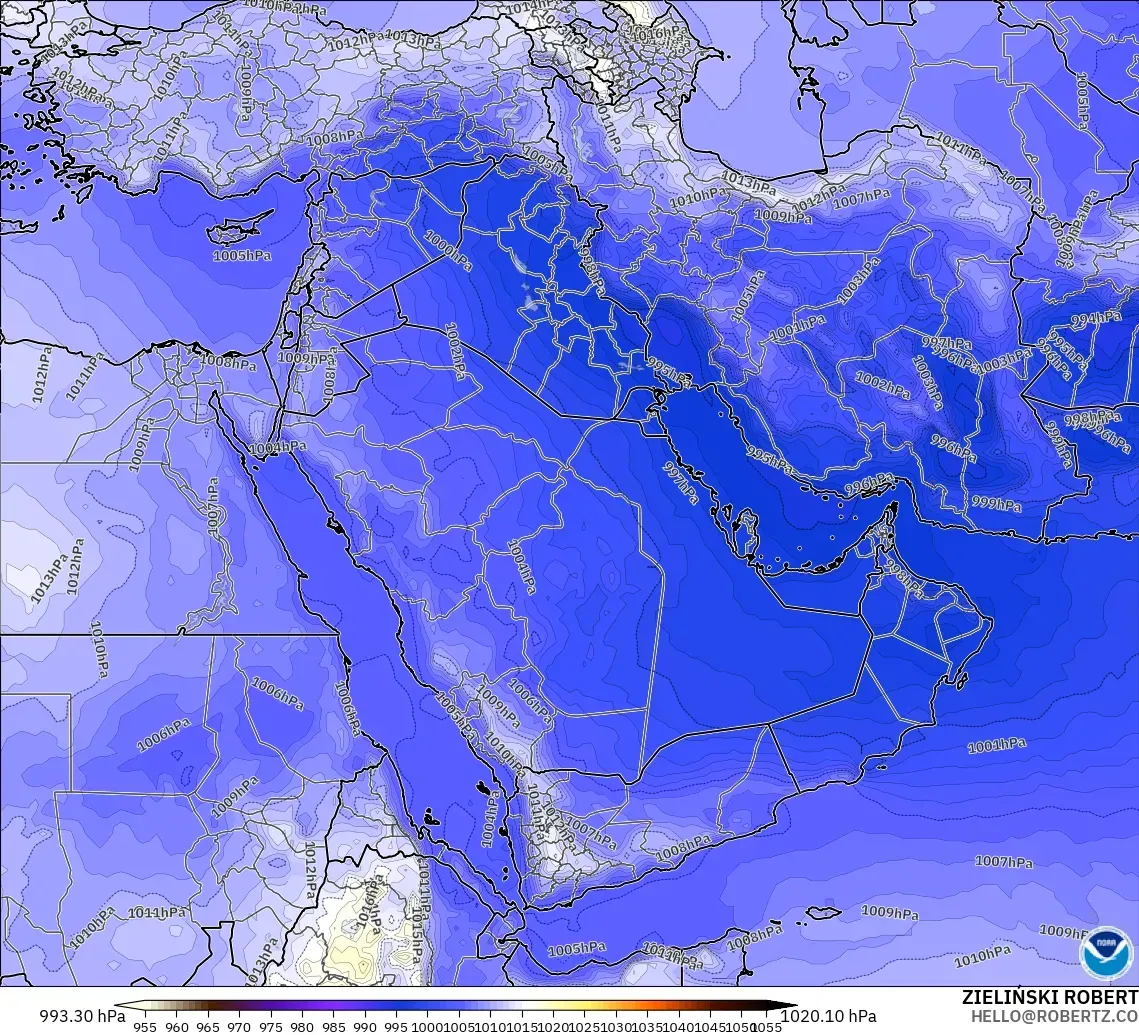 GFS modelo - Oriente Medio, Presión