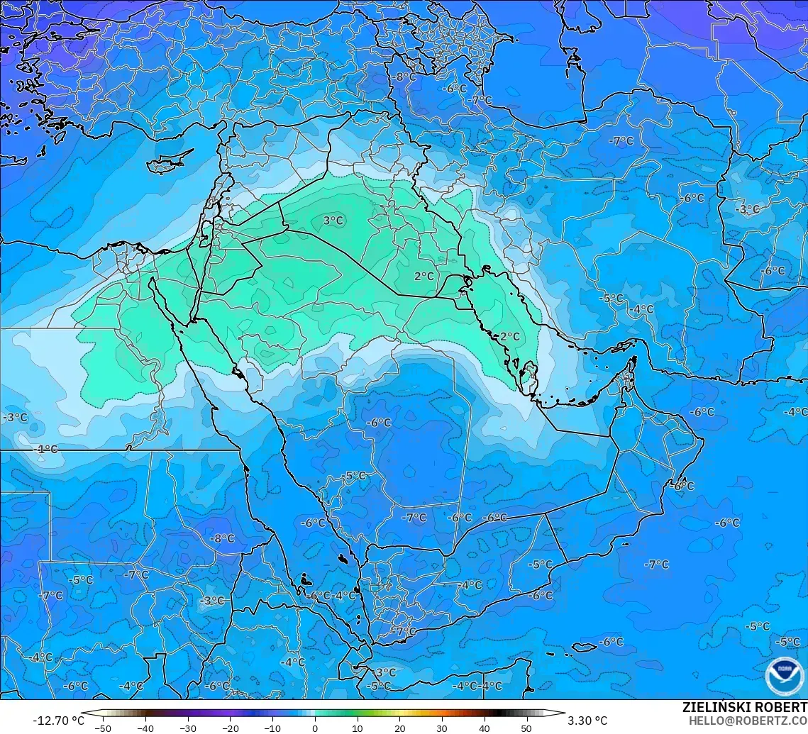 GFS modelo - Oriente Medio, Temperatura a 500 hPa
