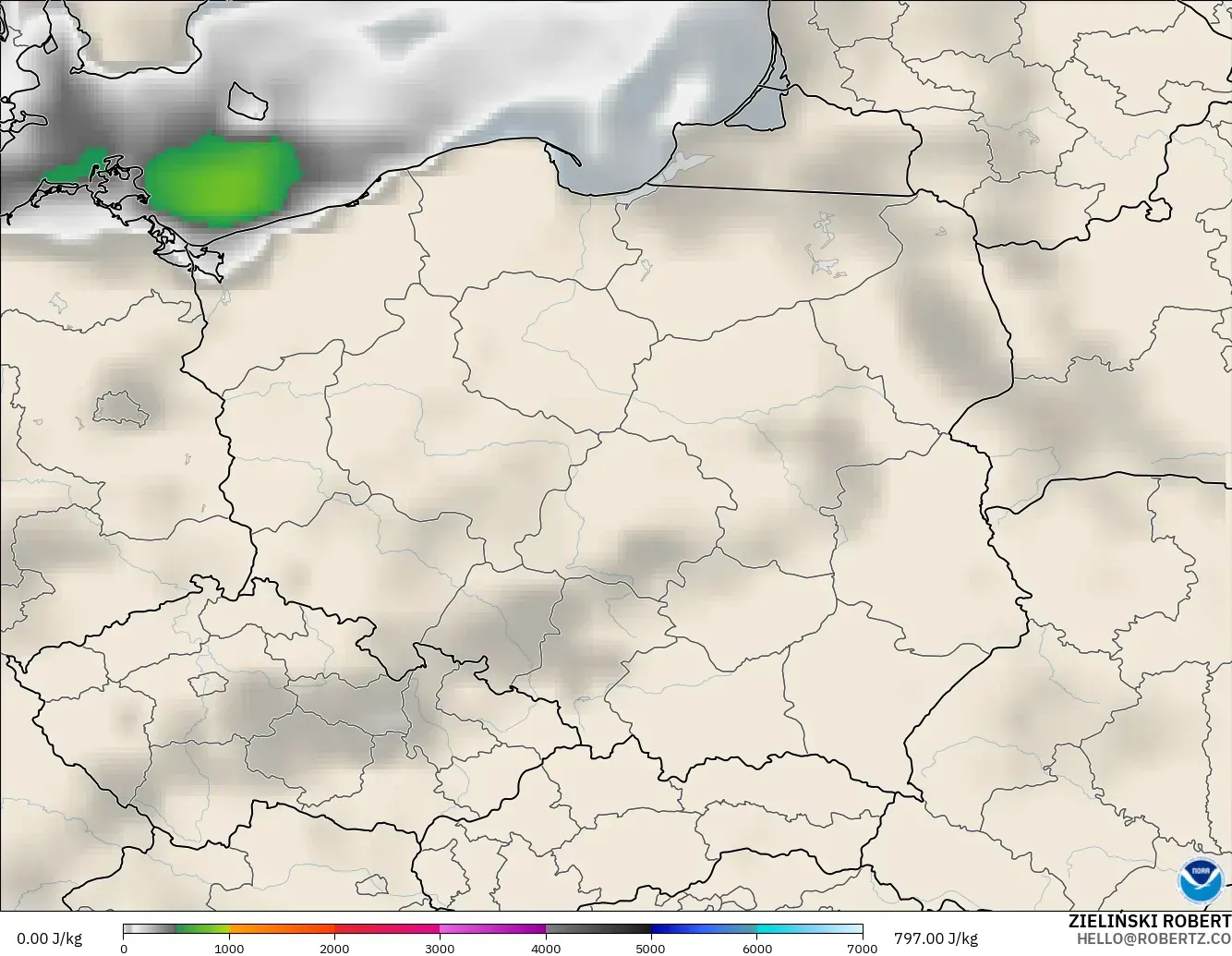 GFS modelo - Polonia, CAPE