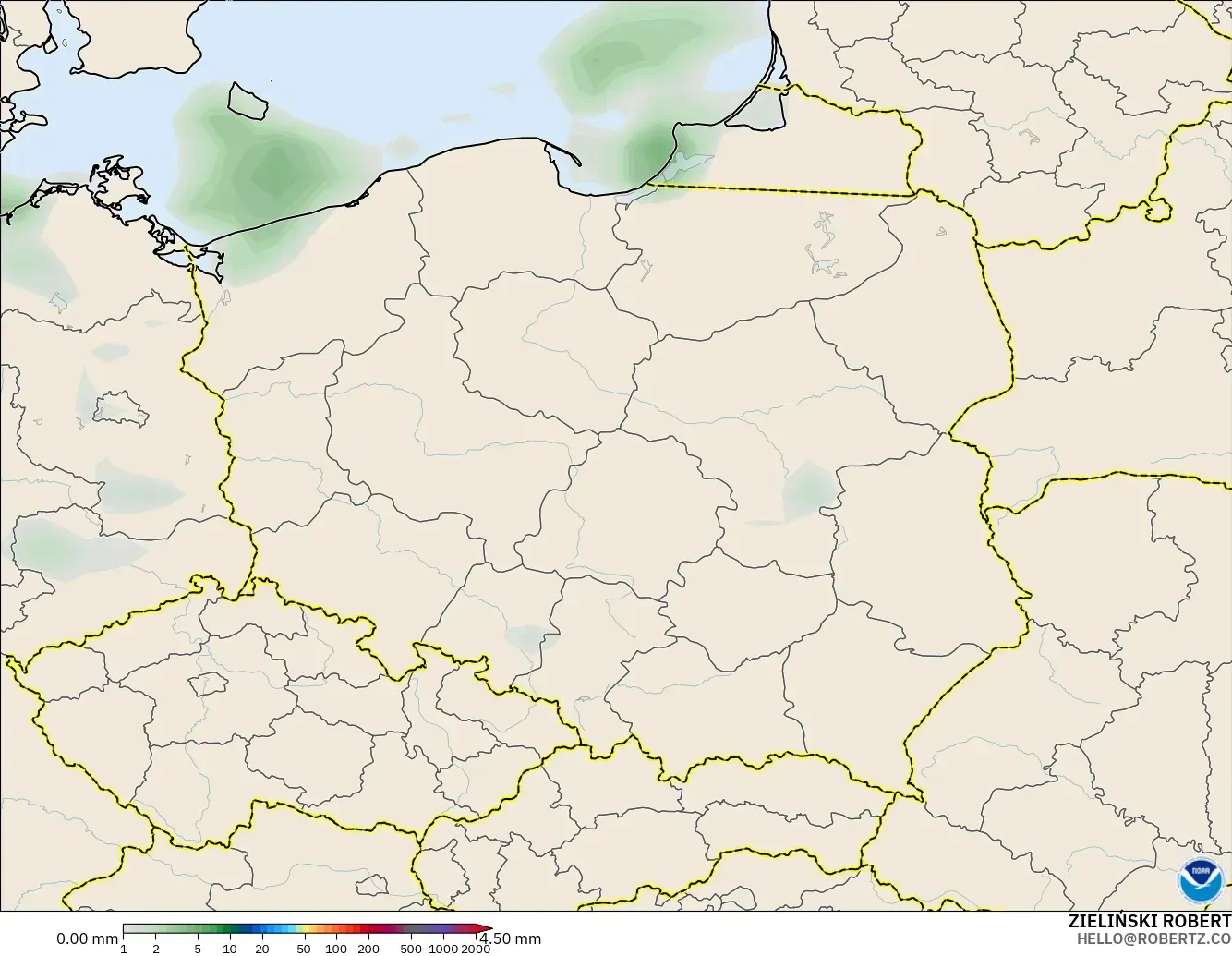 GFS modelo - Polonia, Acumulación de precipitación
