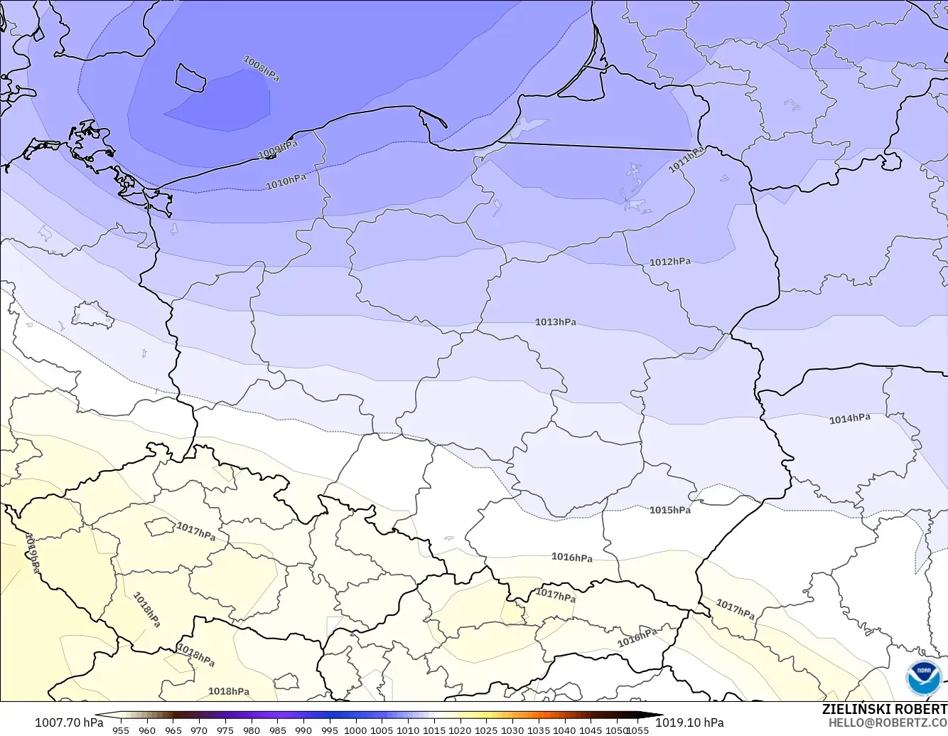 GFS modelo - Polonia, Presión