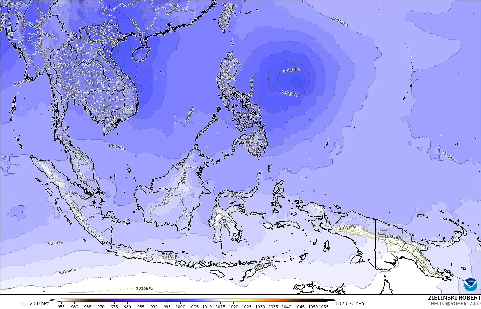 GFS modelo - Sudeste Asiático, Presión