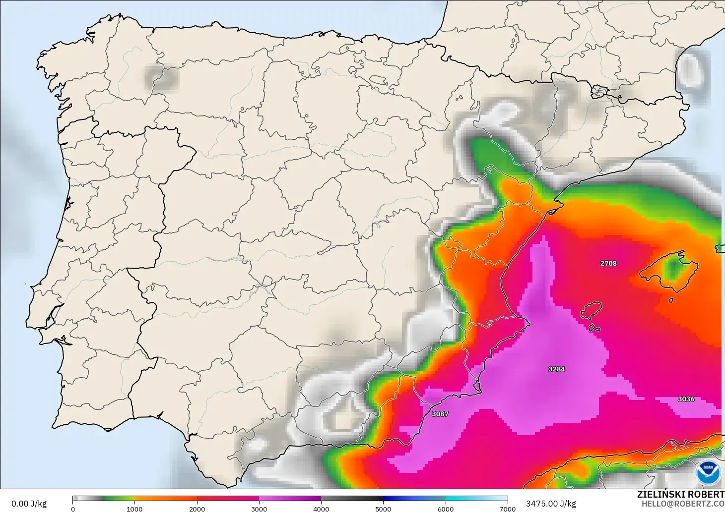 GFS modelo - España, CAPE