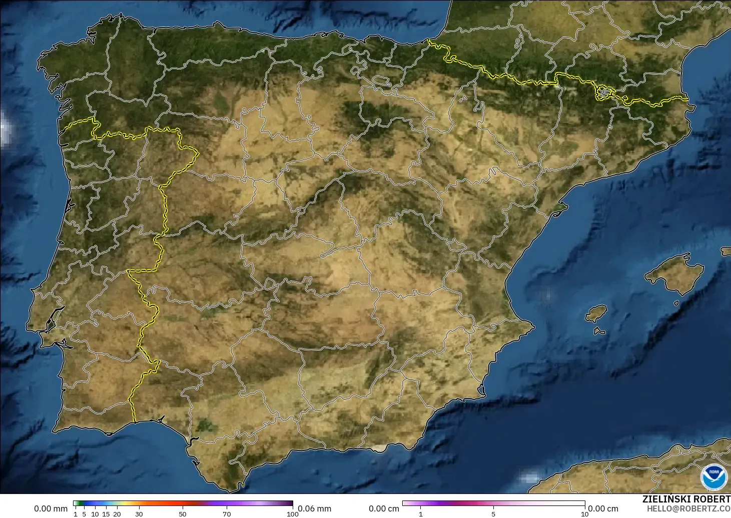 GFS modelo - España, Precipitación, nubes y presión