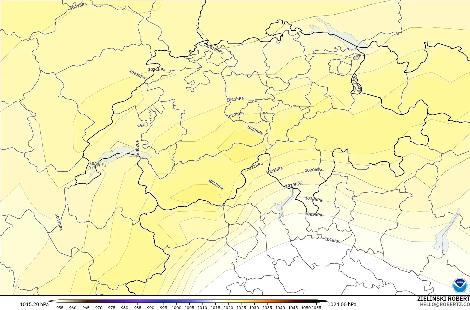 GFS modelo - Suiza, Presión