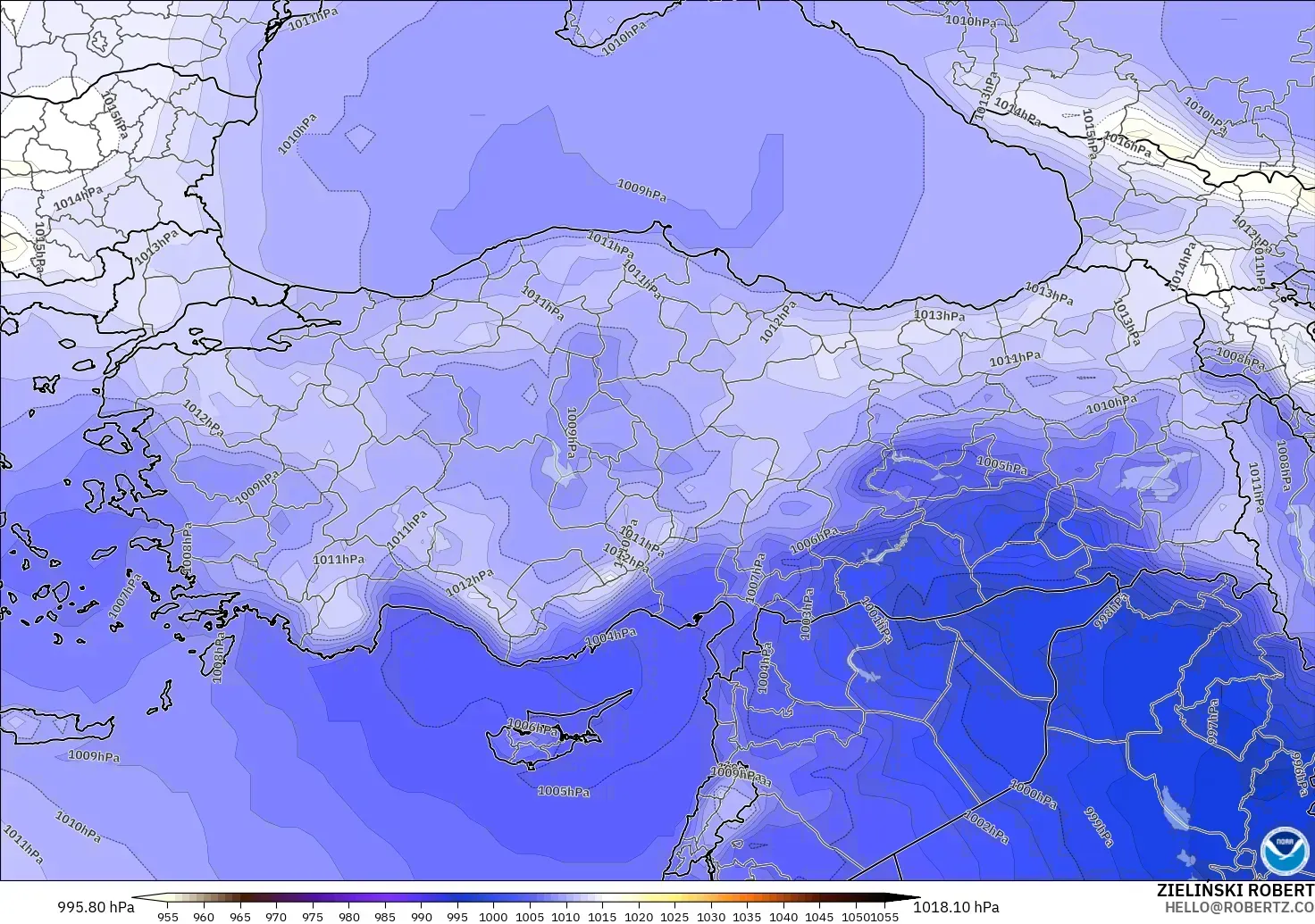 GFS modelo - Turquía, Presión