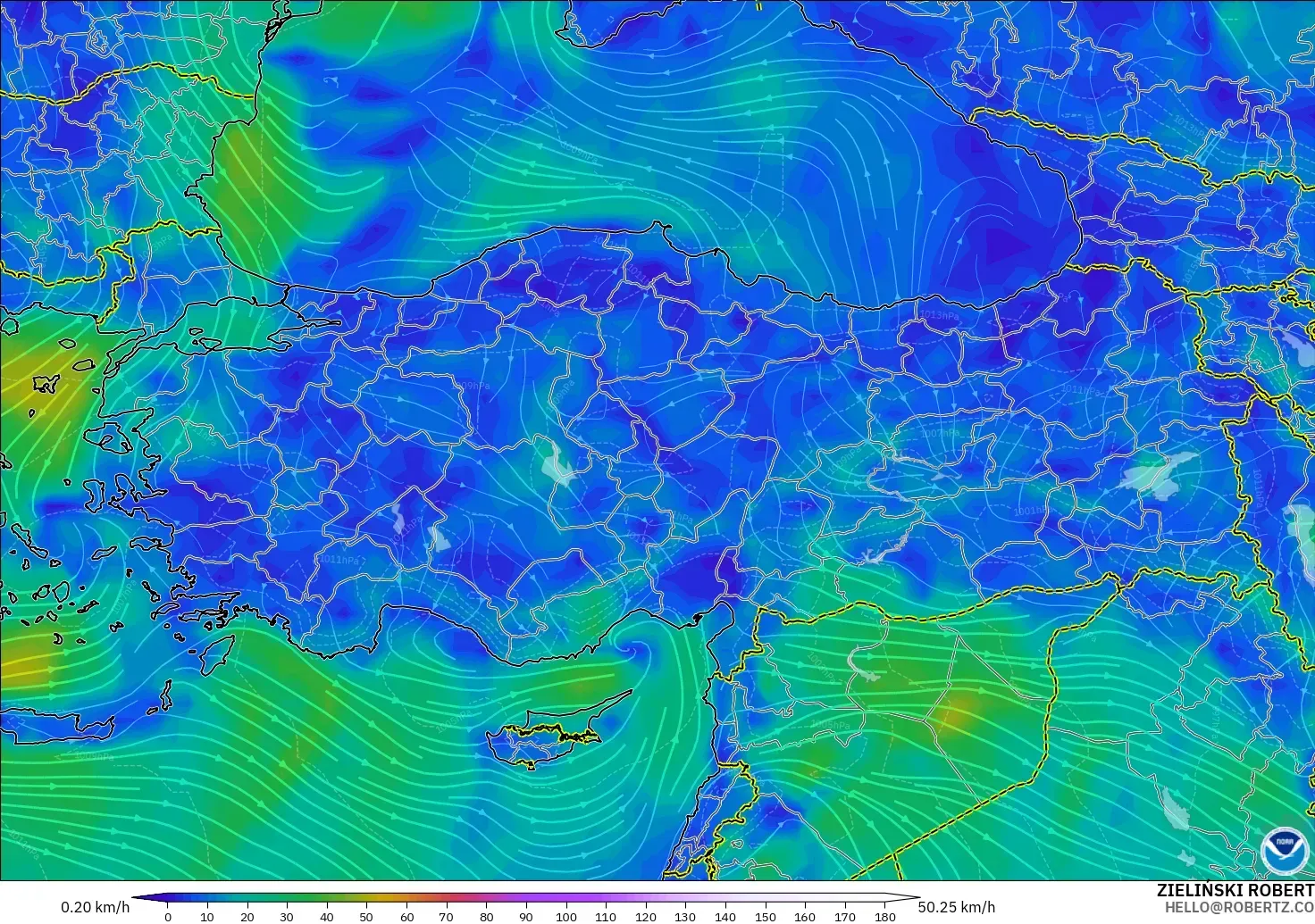 GFS modelo - Turquía, Viento a 10 m