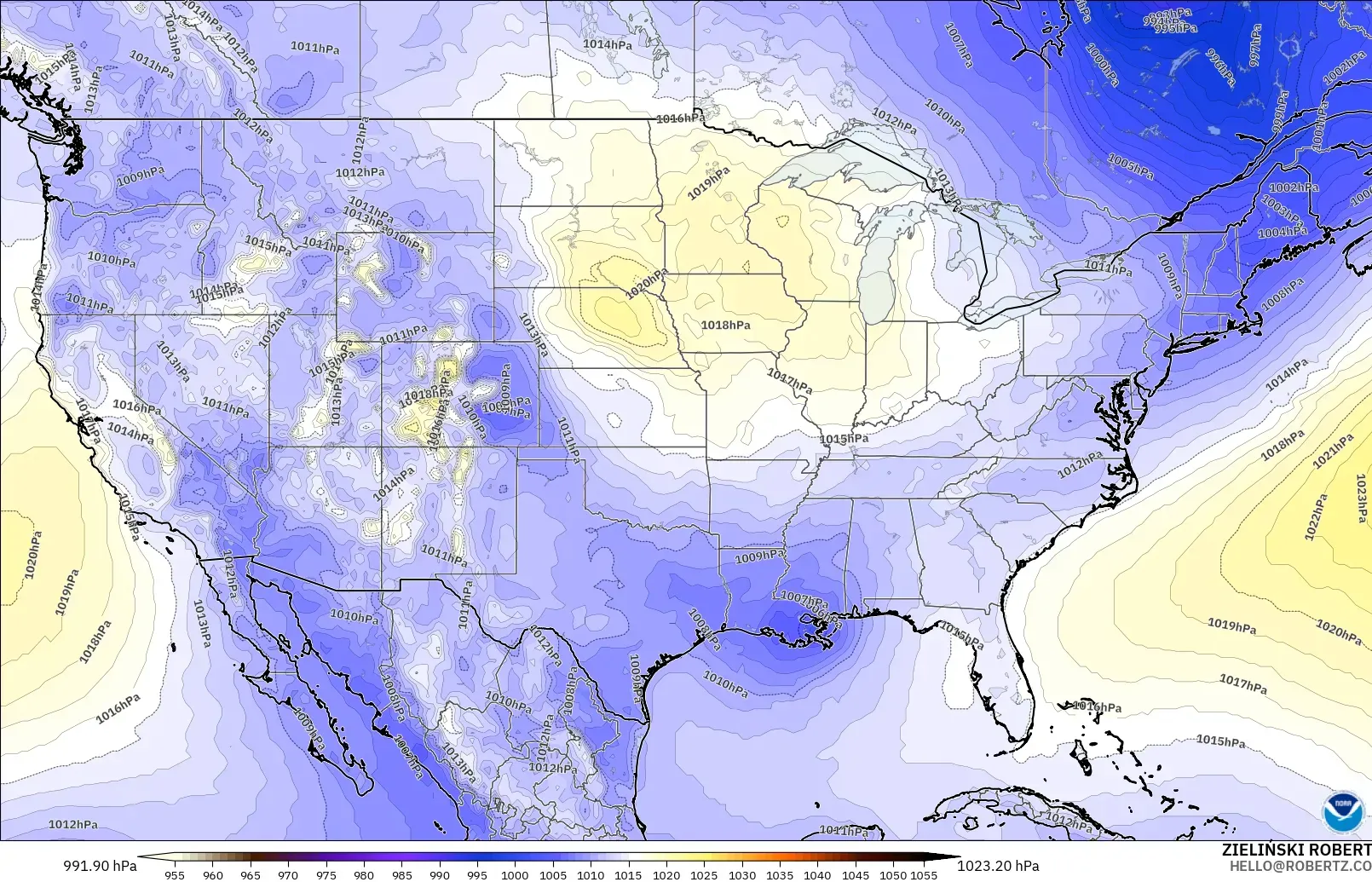 GFS modelo - Estados Unidos, Presión