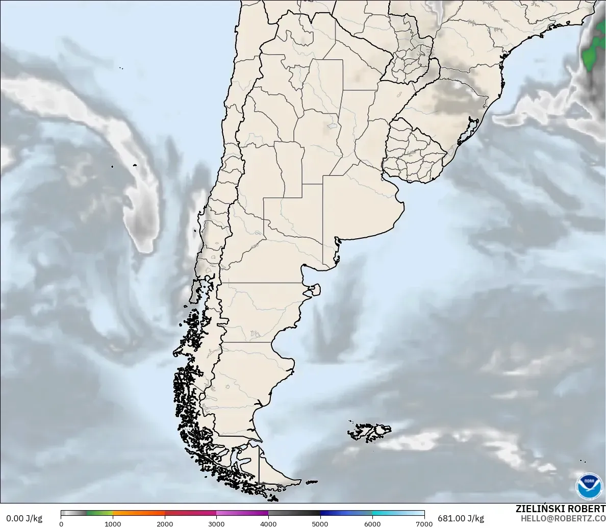 GFS modelo - Argentina, CAPE