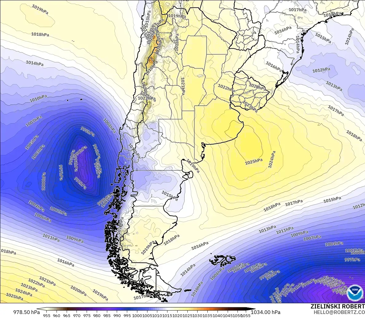 GFS modelo - Argentina, Presión