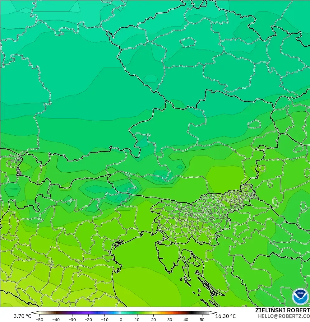 GFS modelo - Austria, Temperatura a 850 hPa