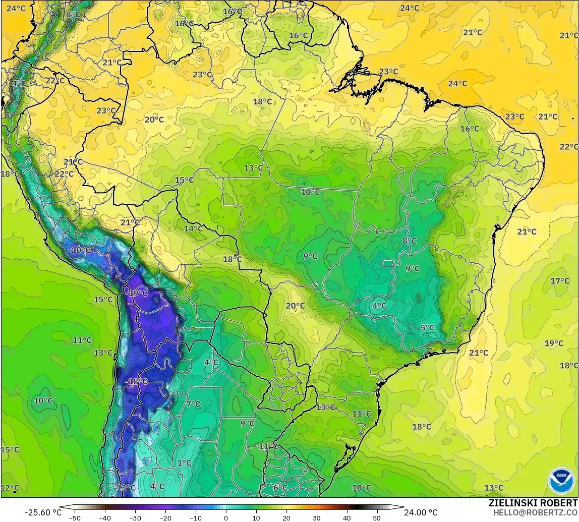 GFS modelo - Brasil, Punto de rocío a 2 m