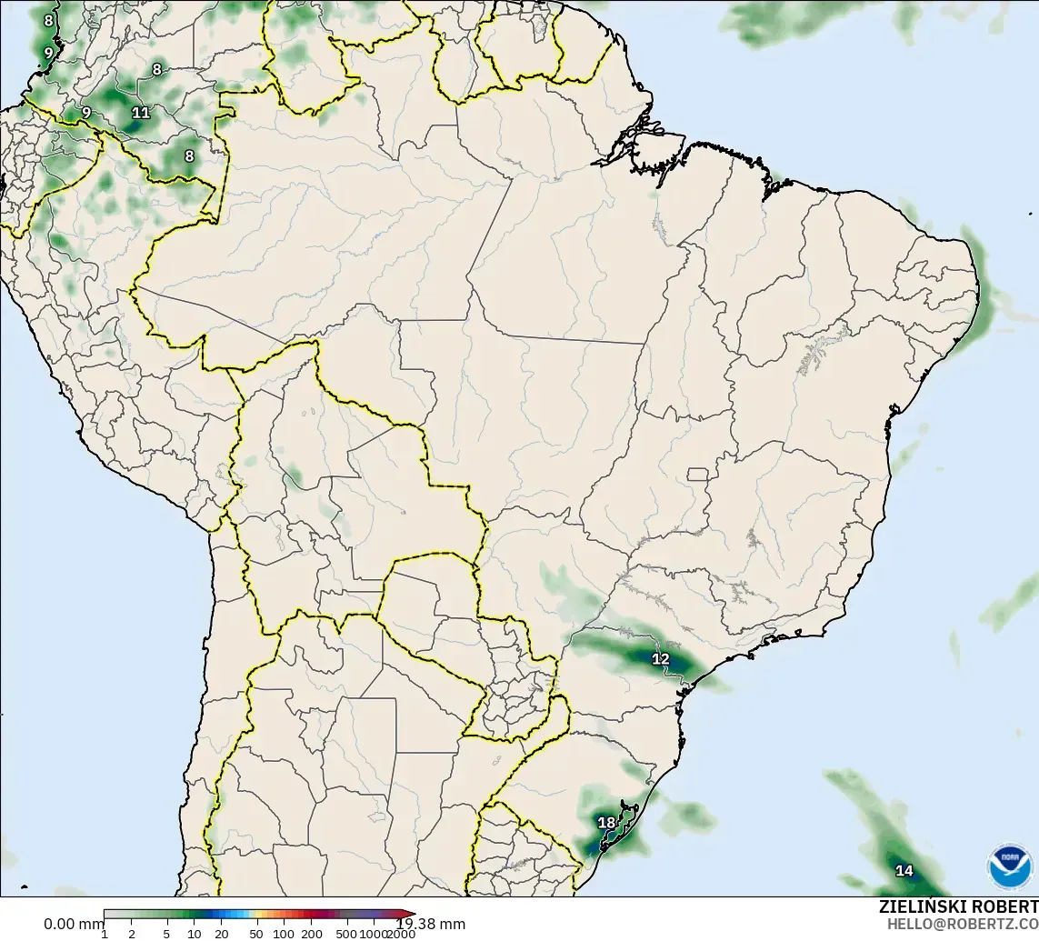 GFS modelo - Brasil, Acumulación de precipitación