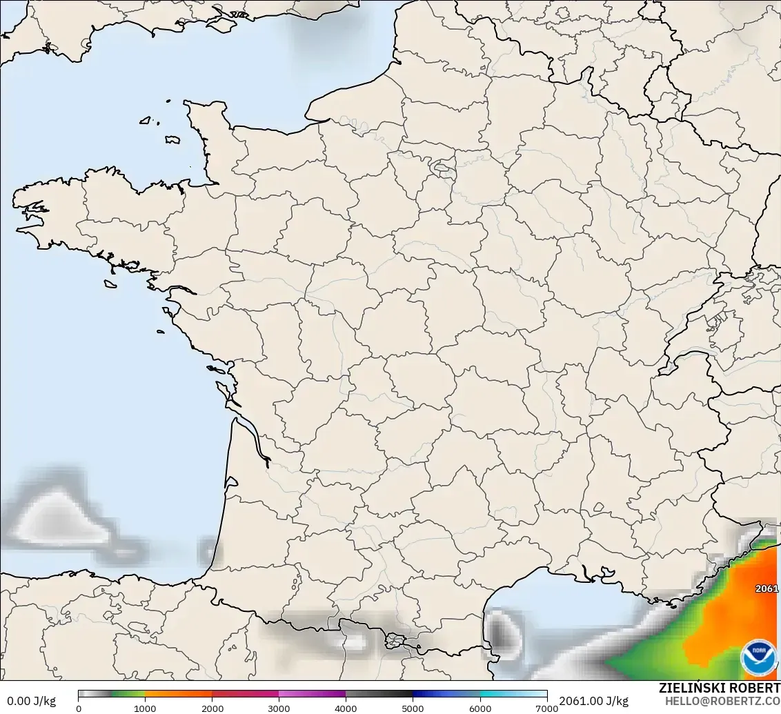 GFS modelo - Francia, CAPE