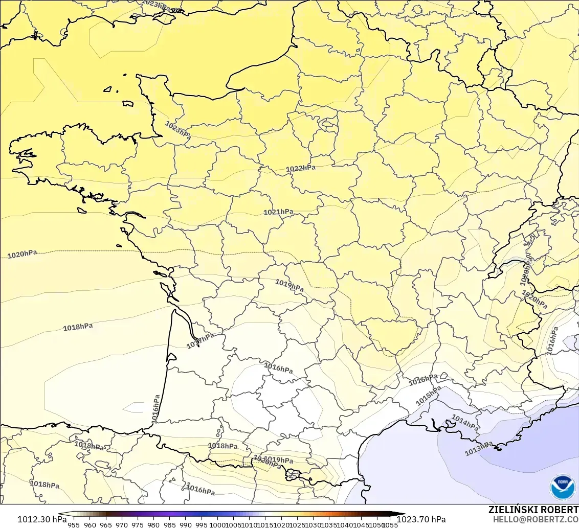 GFS modelo - Francia, Presión