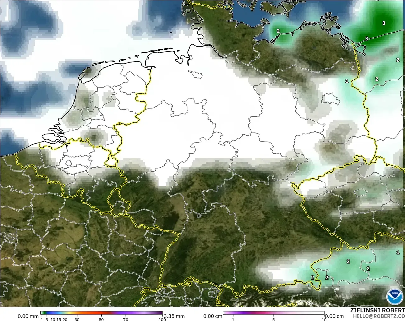 GFS modelo - Alemania, Precipitación, nubes y presión