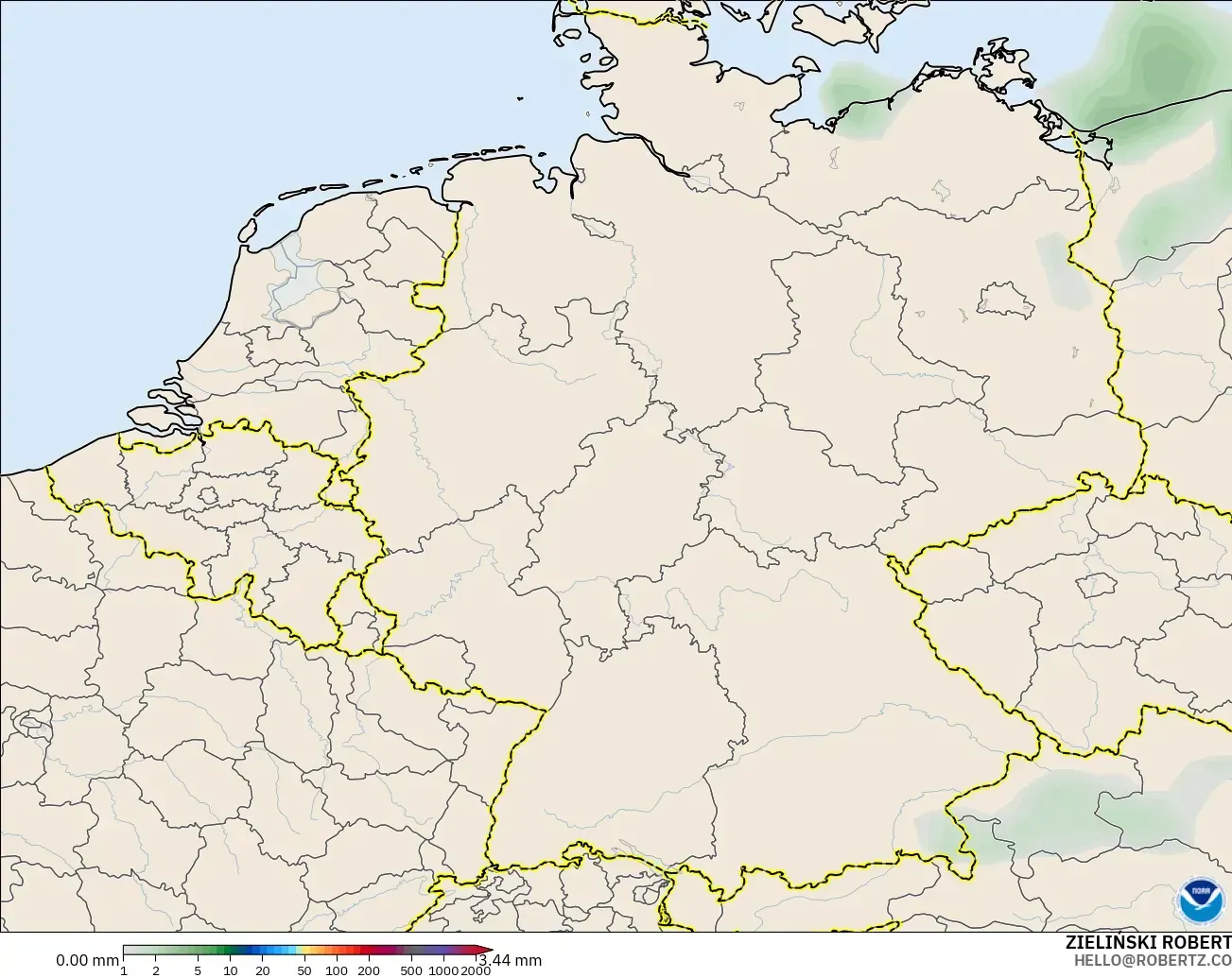 GFS modelo - Alemania, Acumulación de precipitación