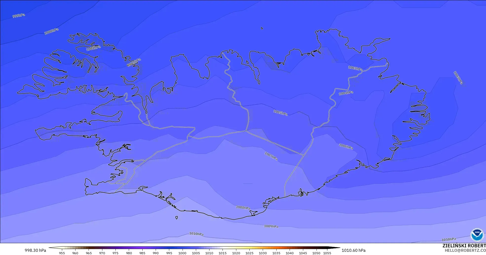 GFS modelo - Islandia, Presión