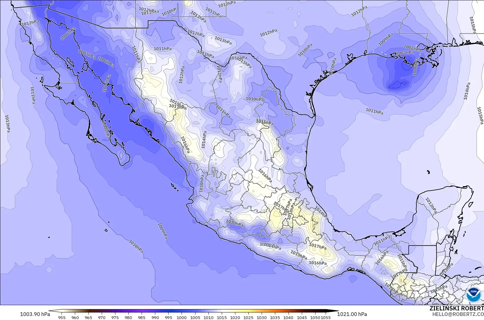 GFS modelo - México, Presión