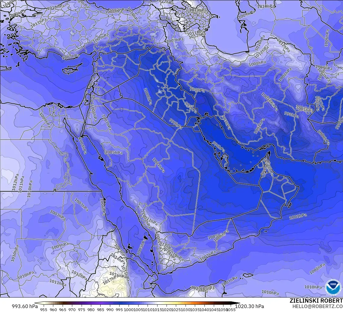GFS modelo - Oriente Medio, Presión