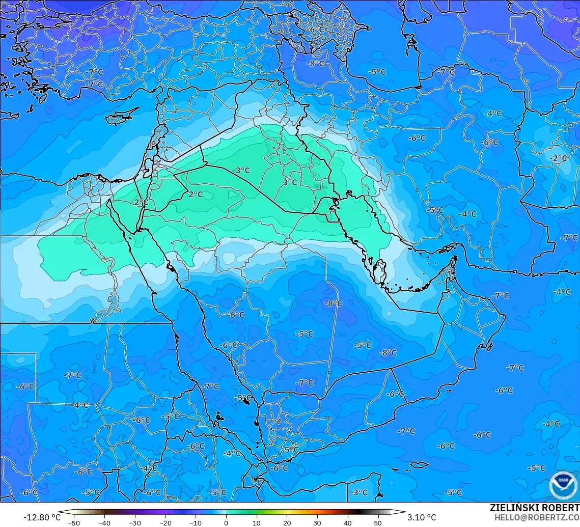 GFS modelo - Oriente Medio, Temperatura a 500 hPa