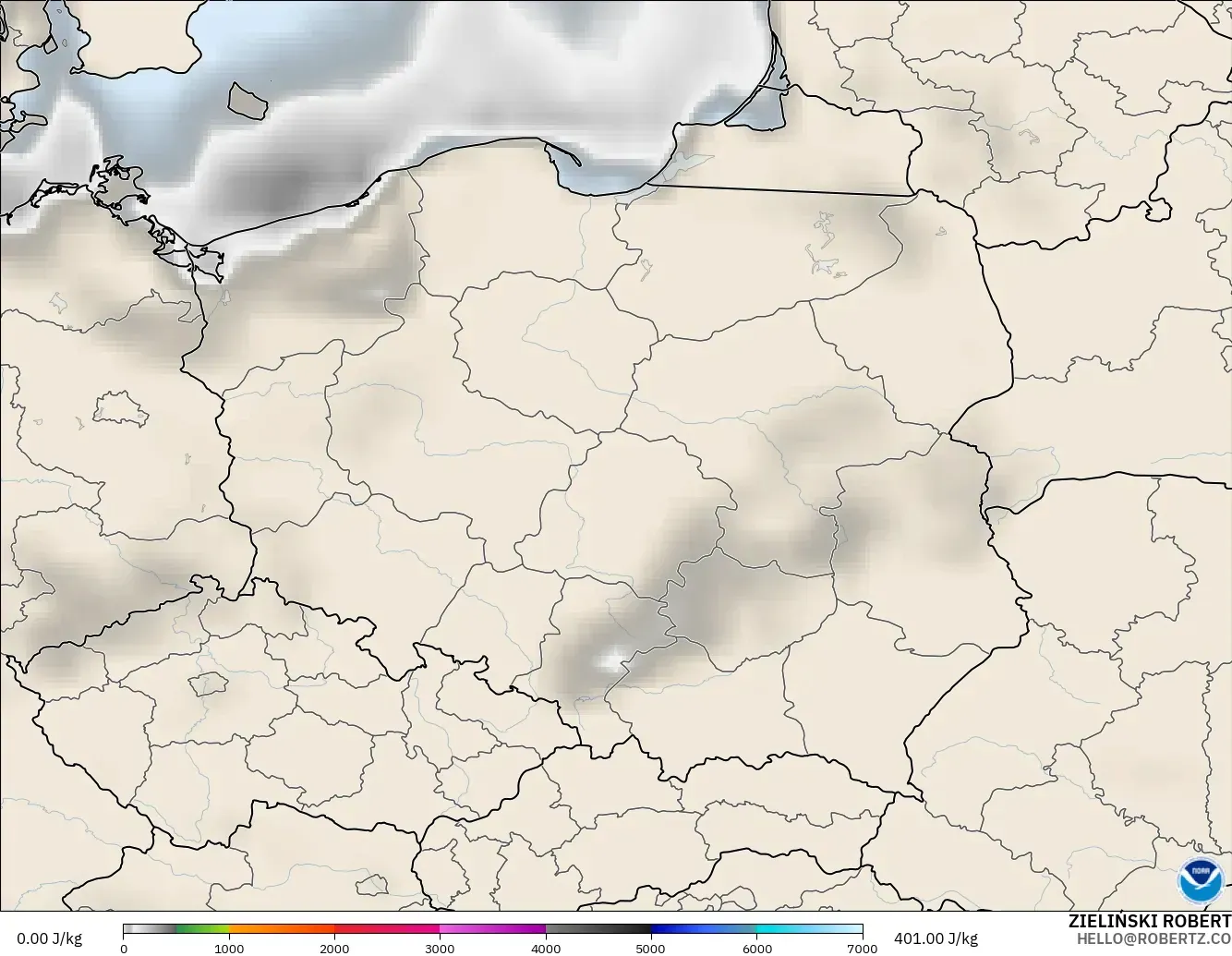 GFS modelo - Polonia, CAPE