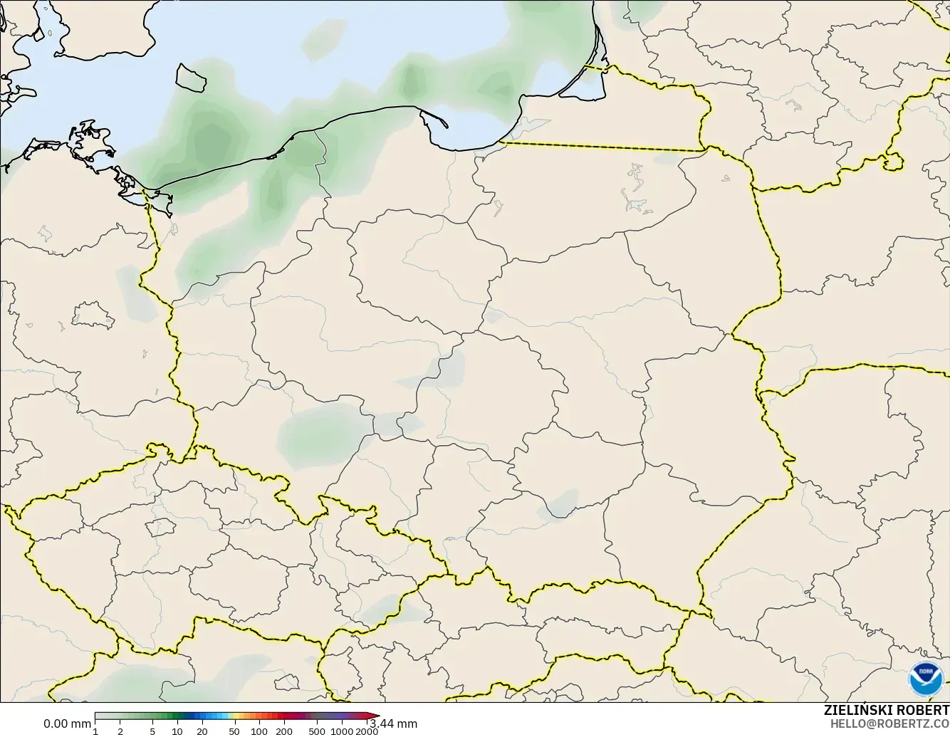 GFS modelo - Polonia, Acumulación de precipitación