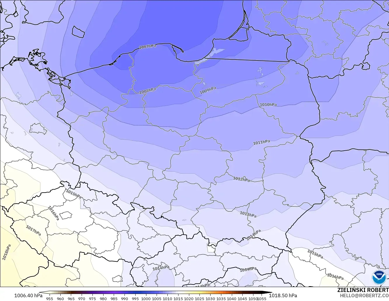 GFS modelo - Polonia, Presión