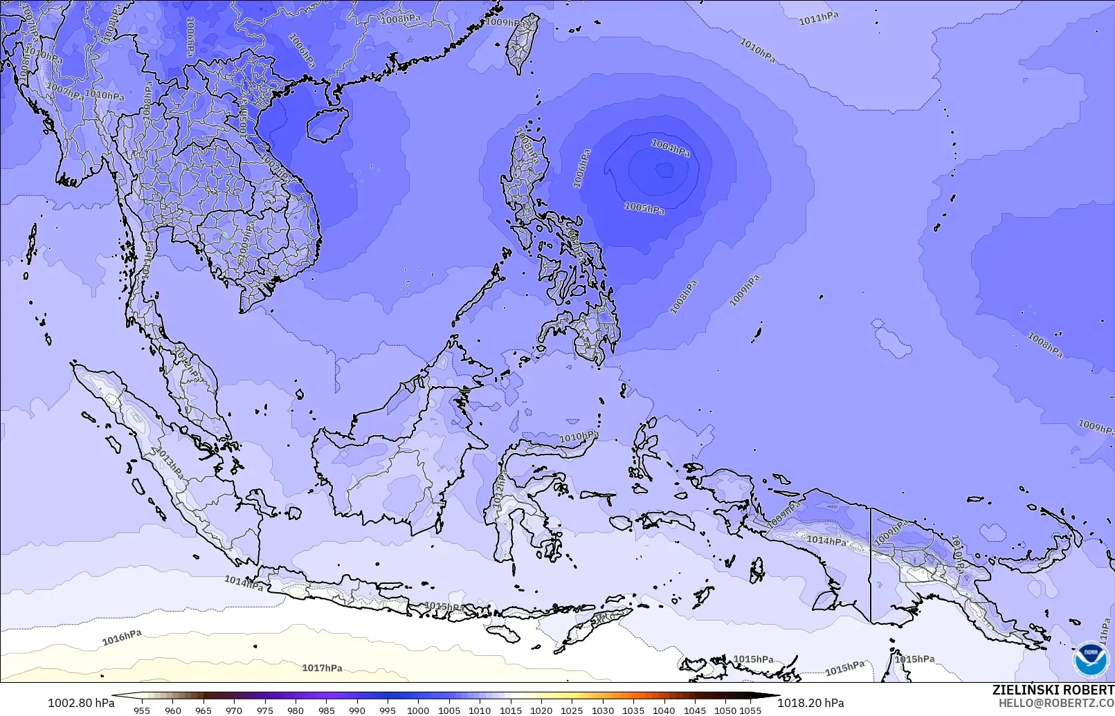 GFS modelo - Sudeste Asiático, Presión