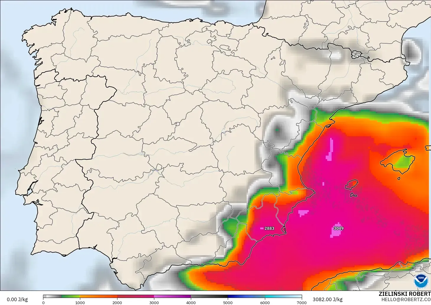 GFS modelo - España, CAPE