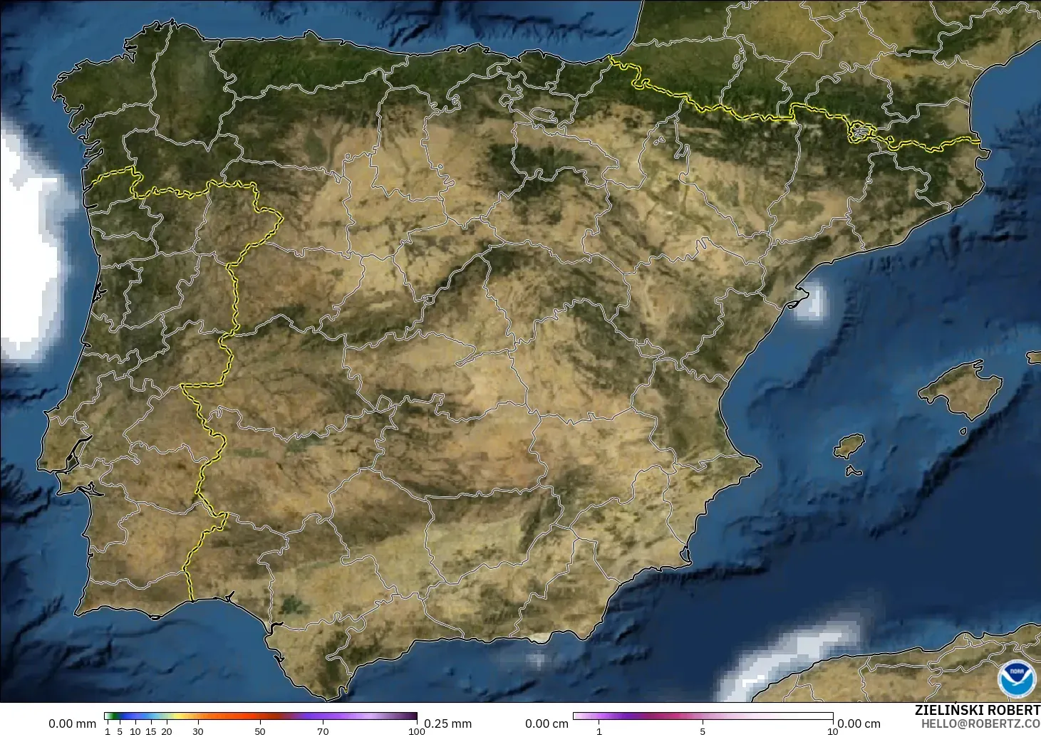GFS modelo - España, Precipitación, nubes y presión