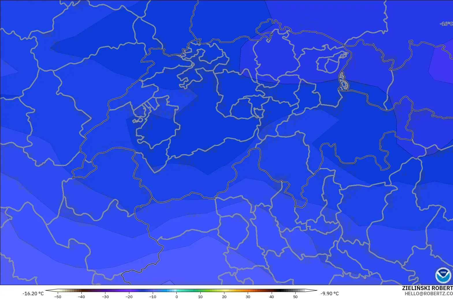 GFS modelo - Suiza, Temperatura a 500 hPa