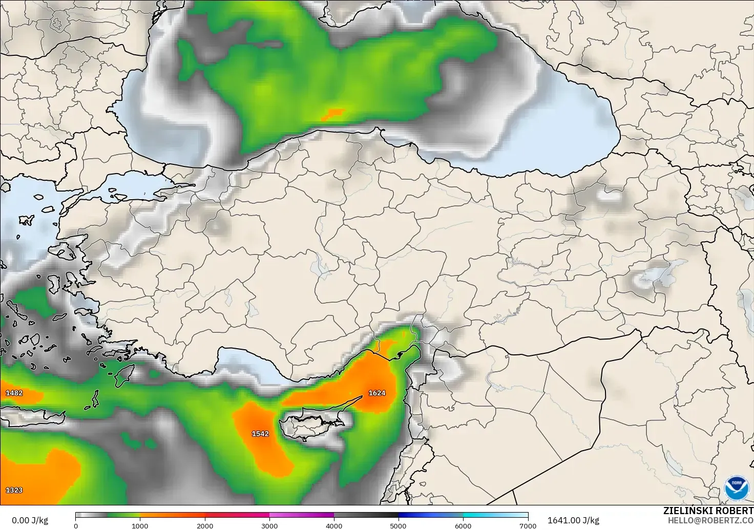 GFS modelo - Turquía, CAPE