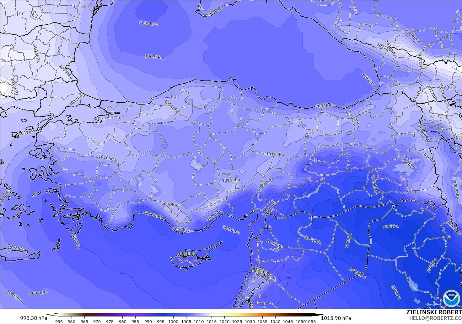 GFS modelo - Turquía, Presión