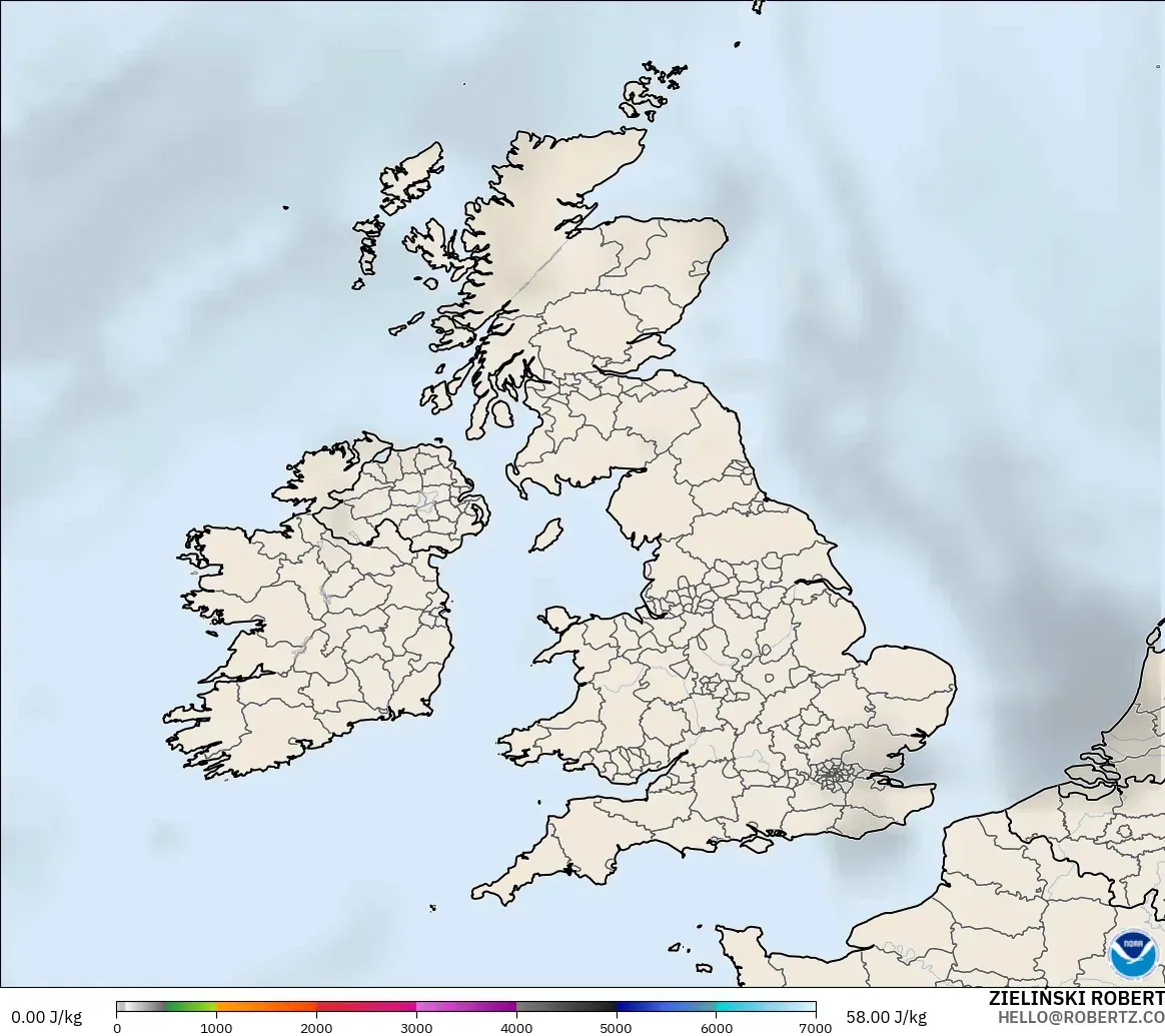 GFS modelo - Reino Unido, CAPE
