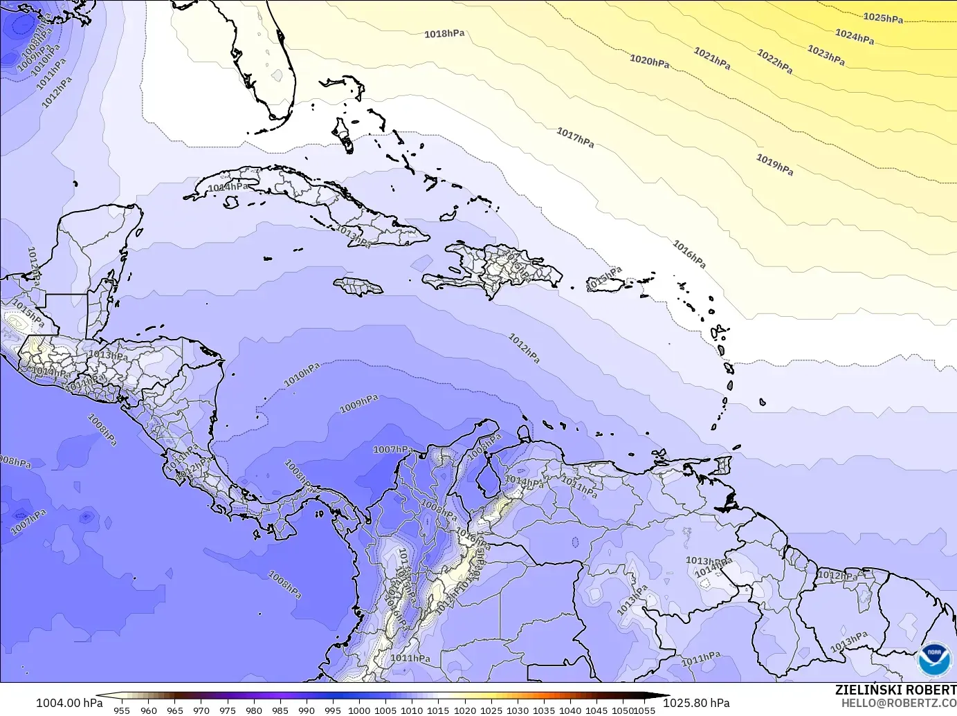 GFS modelo - Caribe, Presión