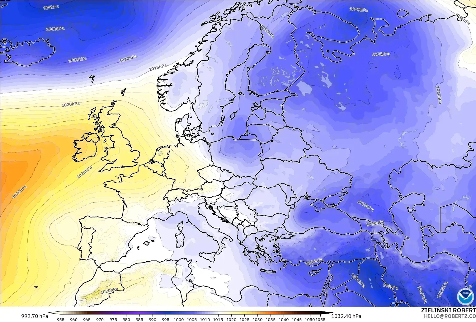GFS modelo - Europa, Presión