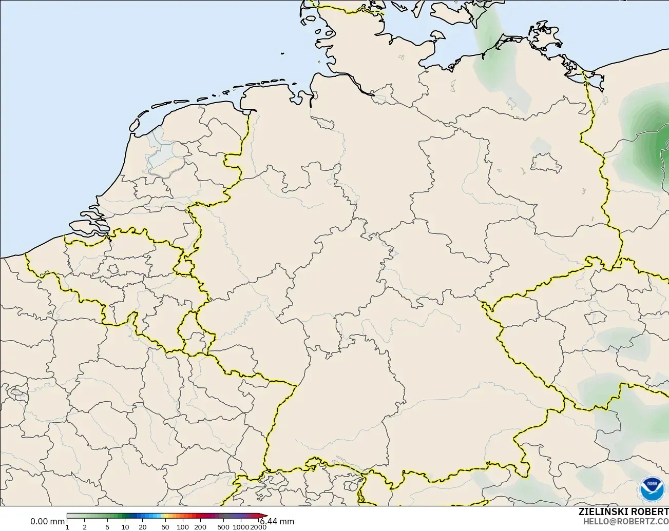GFS modelo - Alemania, Acumulación de precipitación