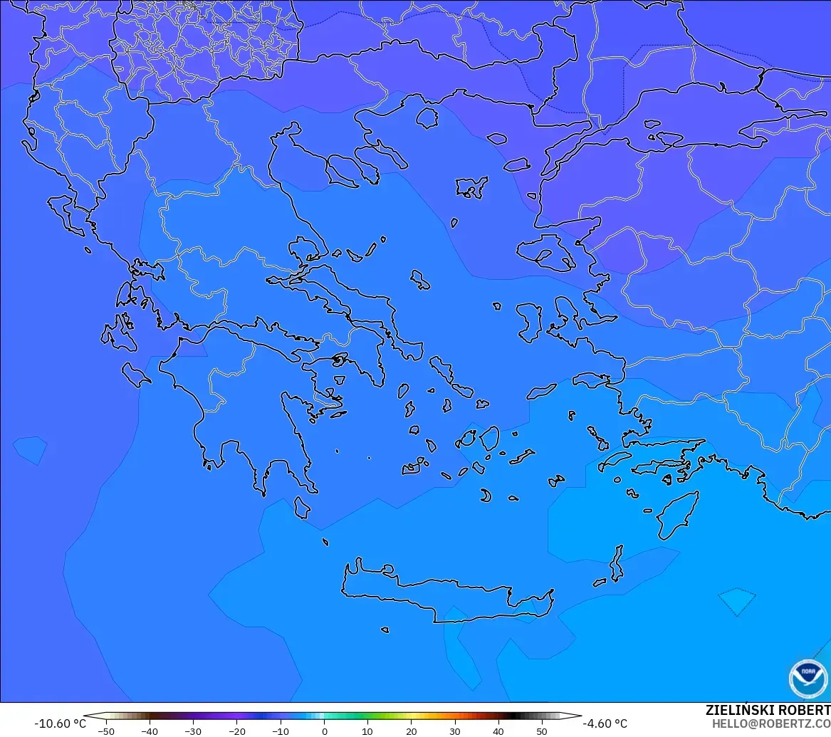 GFS modelo - Grecia, Temperatura a 500 hPa