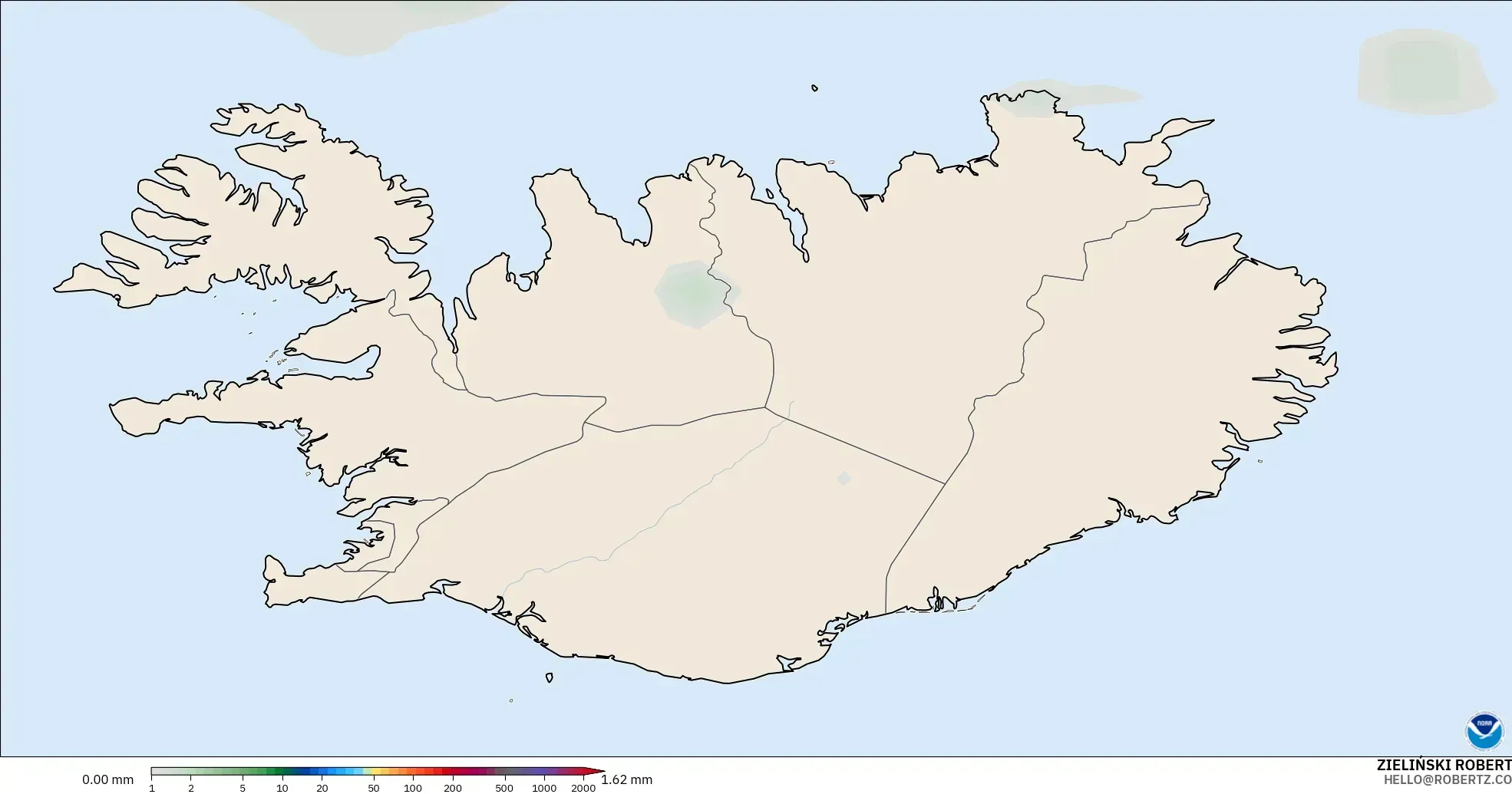 GFS modelo - Islandia, Acumulación de precipitación