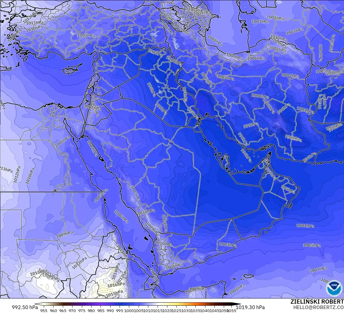 GFS modelo - Oriente Medio, Presión