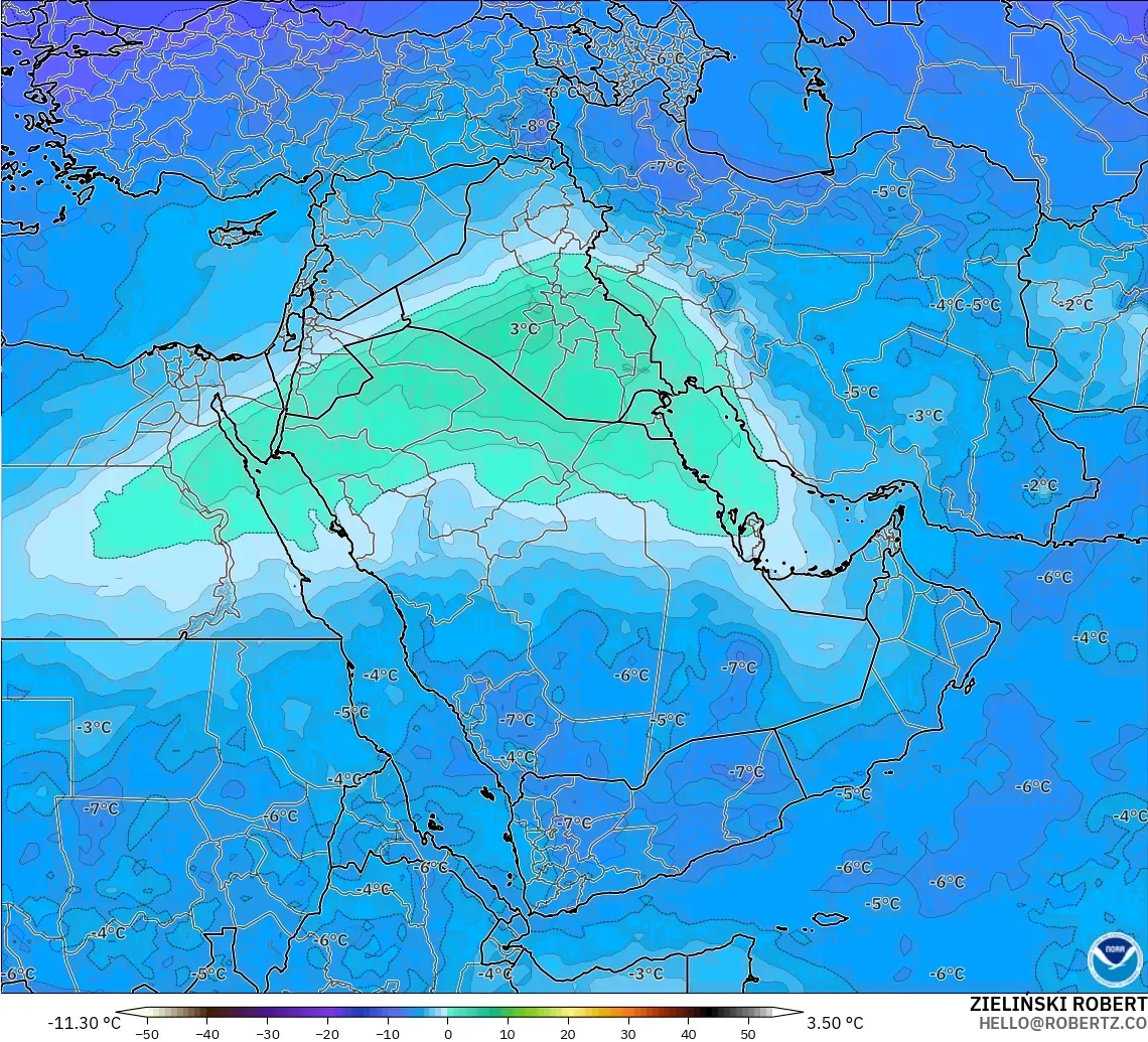 GFS modelo - Oriente Medio, Temperatura a 500 hPa