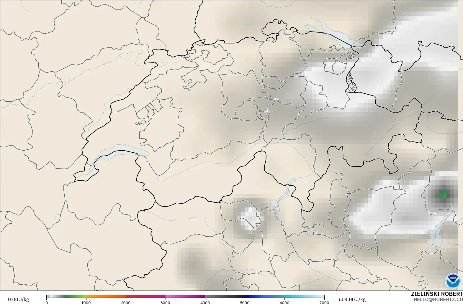 GFS modelo - Suiza, CAPE