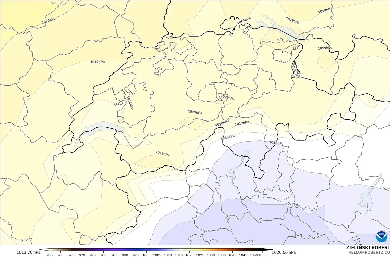 GFS modelo - Suiza, Presión