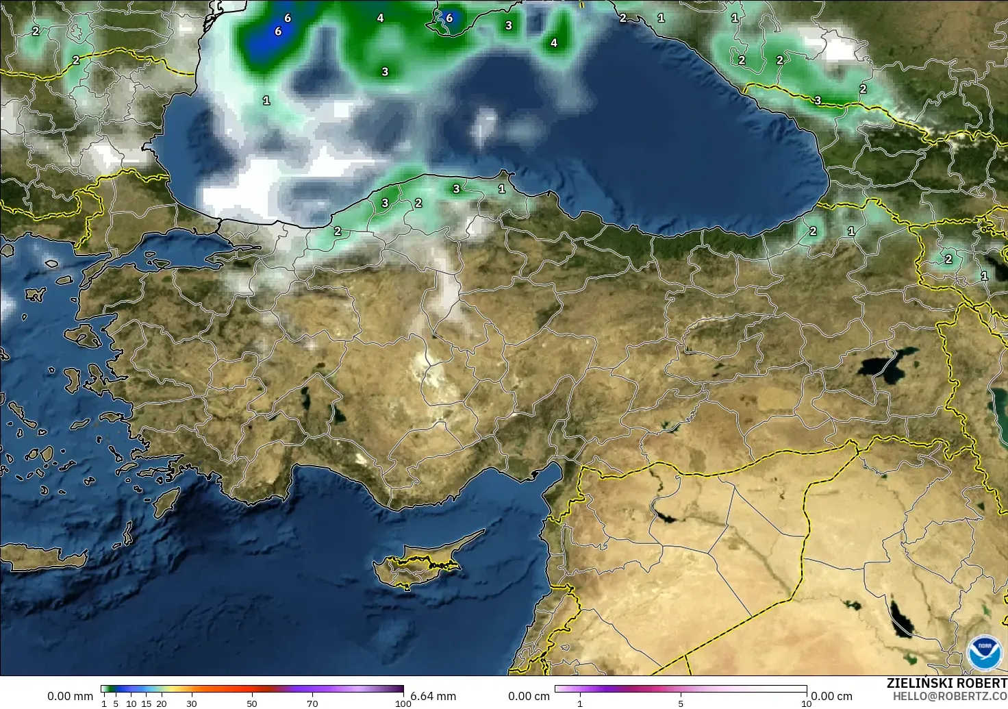 GFS modelo - Turquía, Precipitación, nubes y presión
