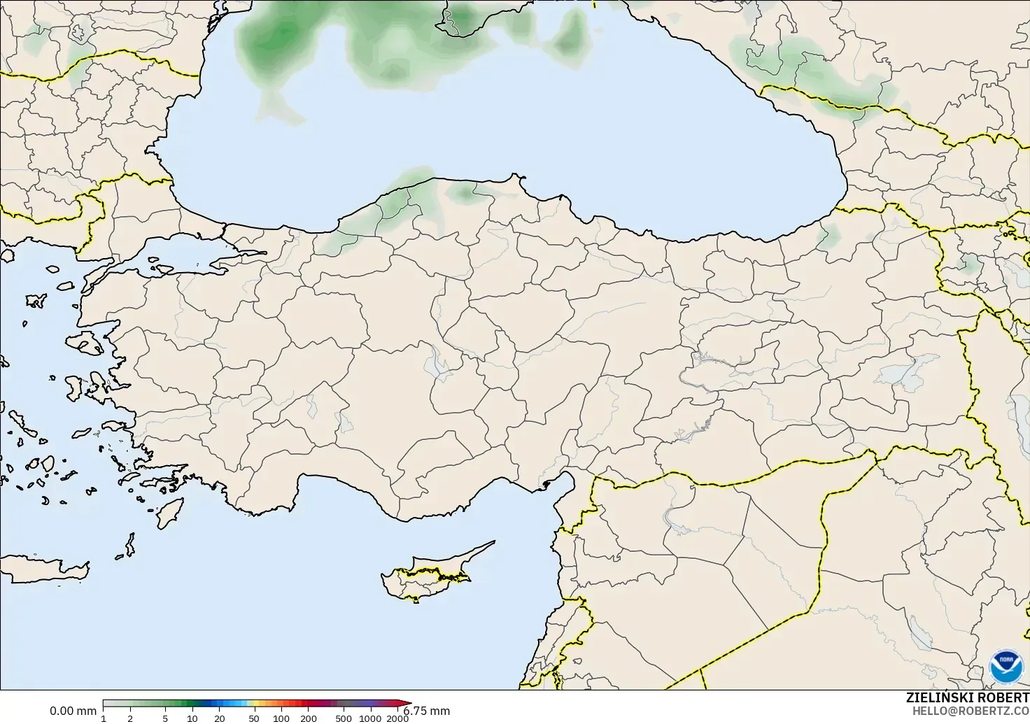 GFS modelo - Turquía, Acumulación de precipitación