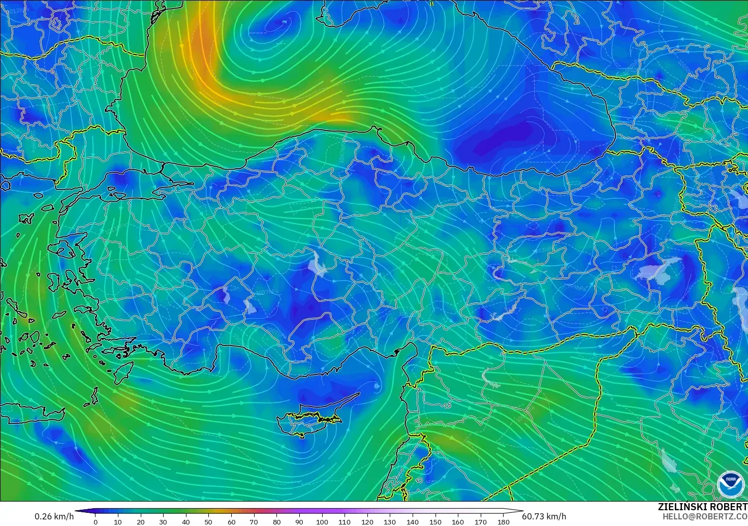 GFS modelo - Turquía, Viento a 10 m